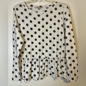 Green Envelope Polka Dot Peplum Top Large